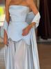 Pearl Embellished Mesh Patchwork Bandeau Dress with Flowy Shawl - Summer 2026 Light Luxury Evening Gown