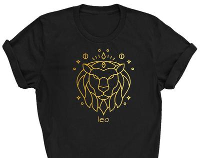 Leo Zodiac T-and Kids Tshirt: Gold Star Sign, Horoscope and Kids Tshirt