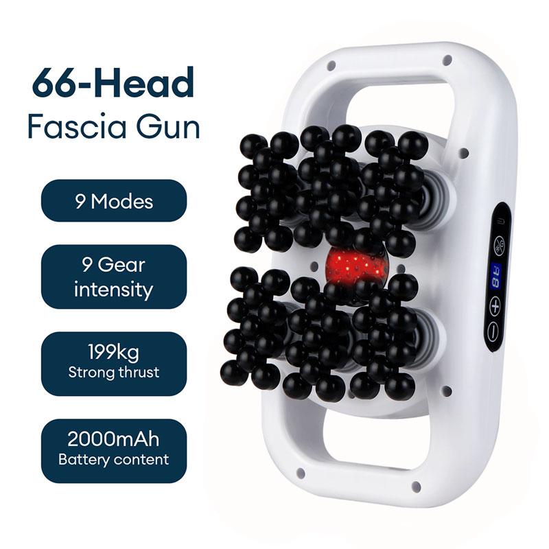 48/66-Head Fascia Gun High Frequency Vibration Body Fascia Massage Gun Back Waist Massager Tool Neck Shoulder Fascia Masajeador 66head-white