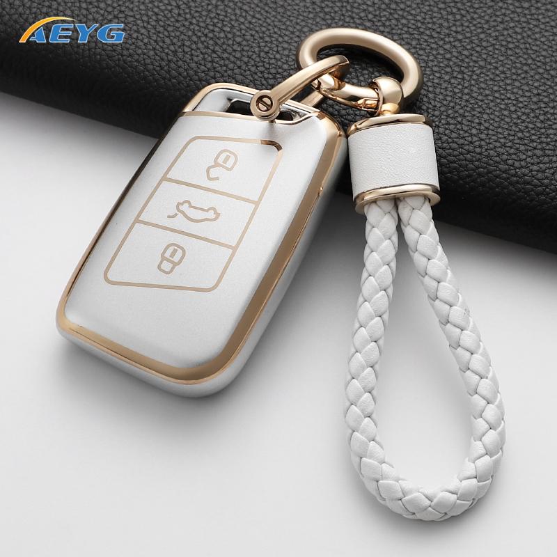 Soft Tpu Car Key Case Protector Accessories For Vw Volkswagen Passat B8 Tiguan Magotan Golf For Skoda Kodiaq Superb A7 Keychain