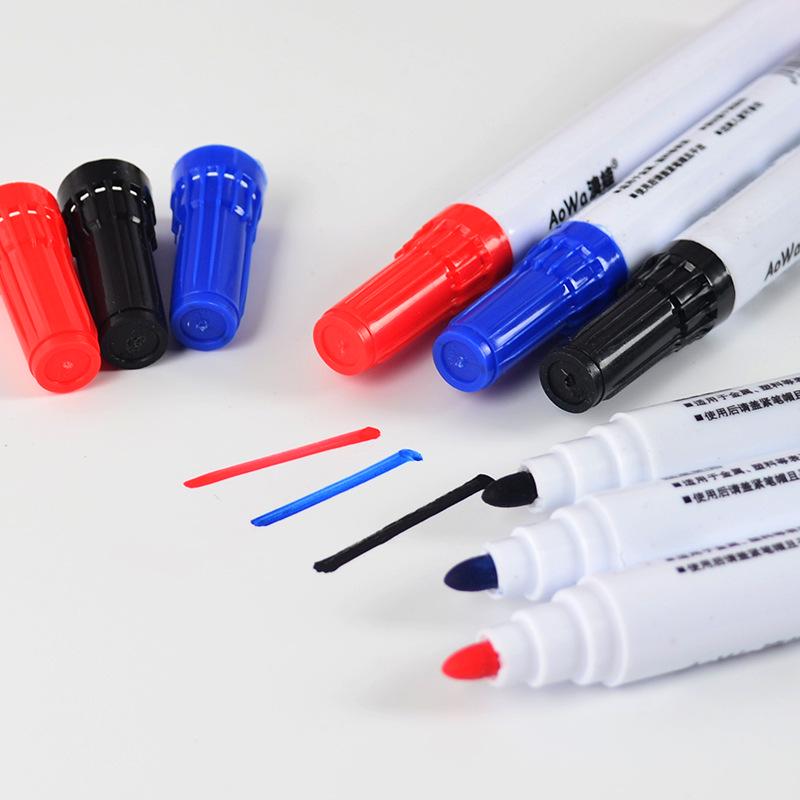 Non-Marking, Long-Lasting Water-Based Whiteboard Markers - Black, Red & Blue, Slow-Dry Formula for Enhanced Creativity.