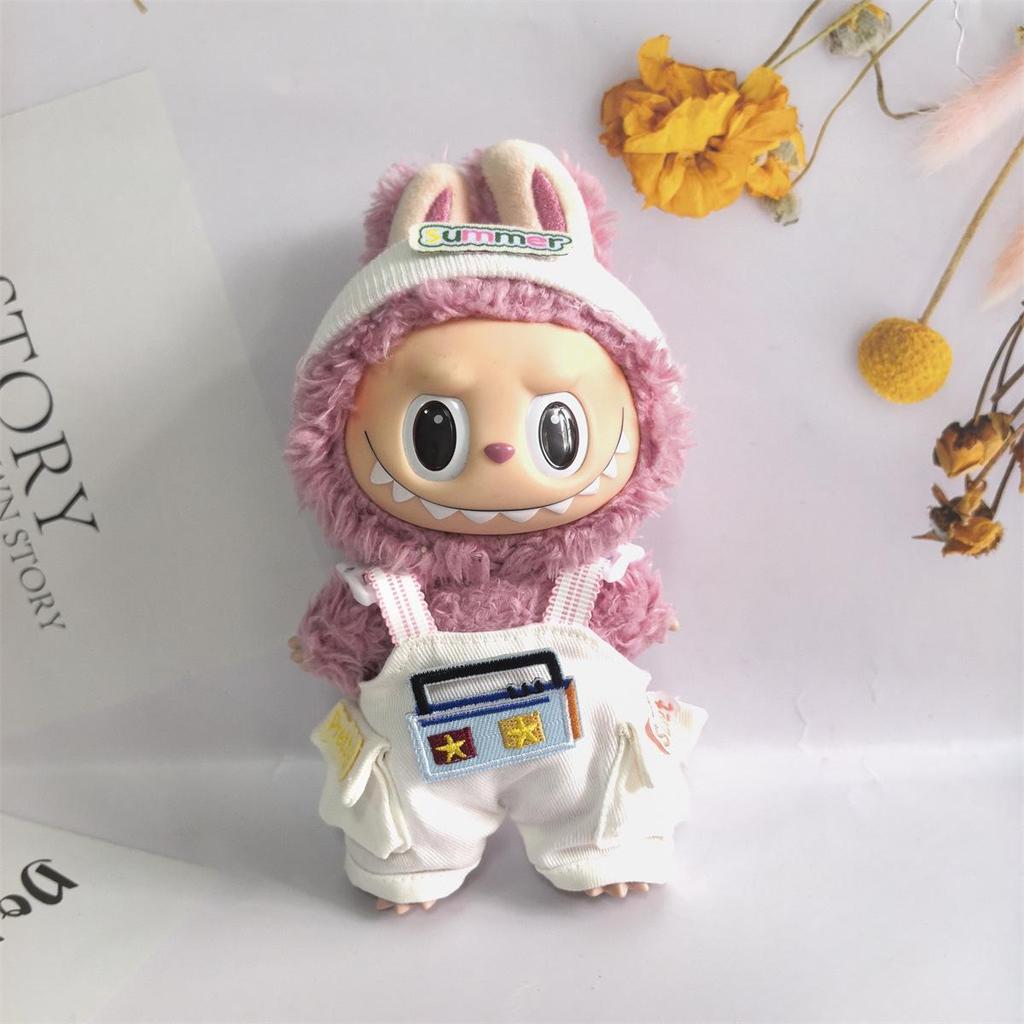 17cm Labubu Plush Doll Outfit Set: Generations 1-3, Pendant, Replacement Clothes, Headband, Overalls, Figurine.