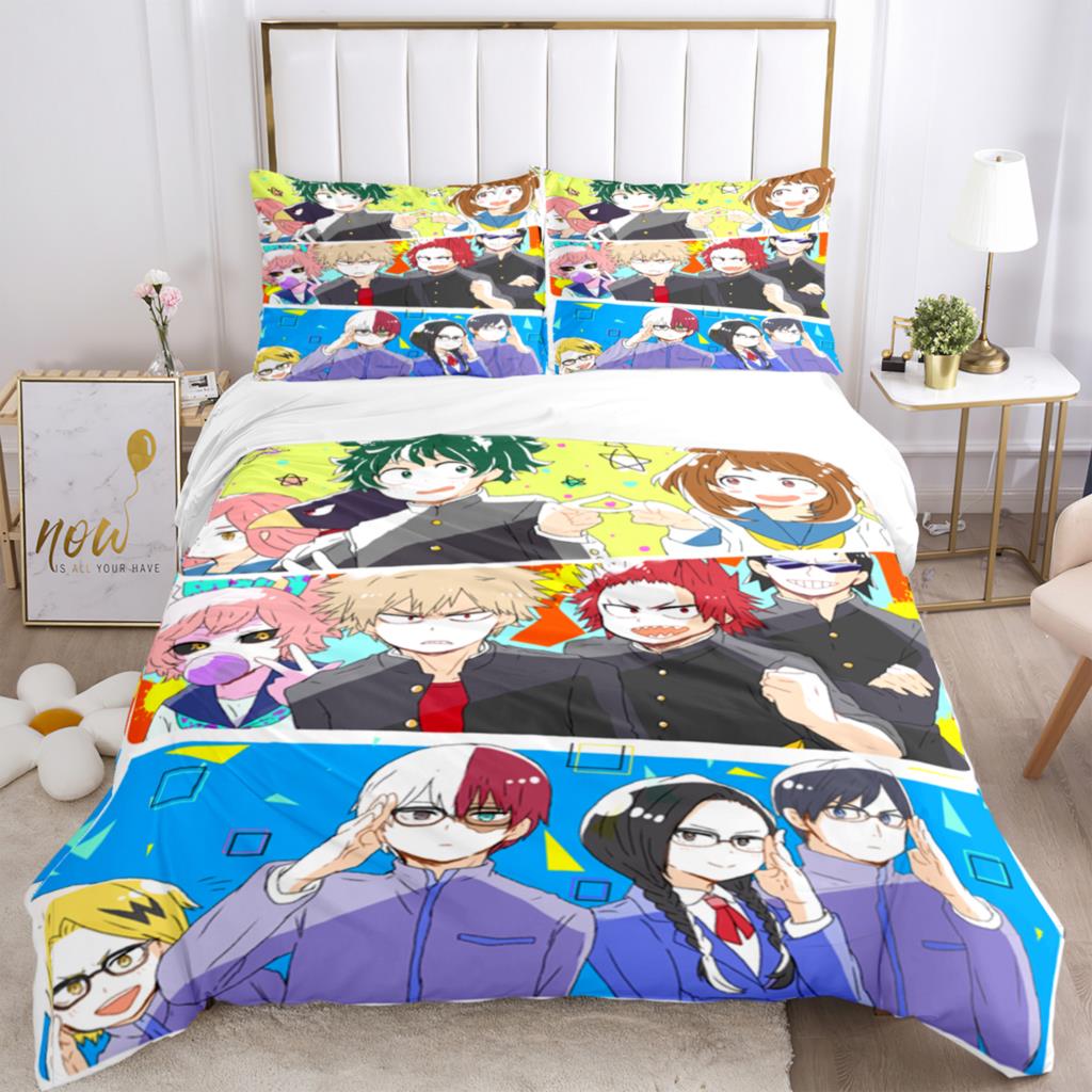 Fashion My Hero 3D Anime Print Three Piece Bedding Set Fashion Boys Or Adults For Beds Quilt Covers Pillowcases Bedding Set Gift