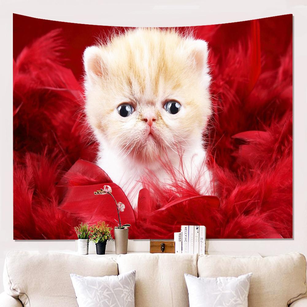 Cute Cat Pattern Tapestry Decoration Background Hanging Cloth Bright Colorful Painting Wall Blanket Picnic Blankets Tablecloths