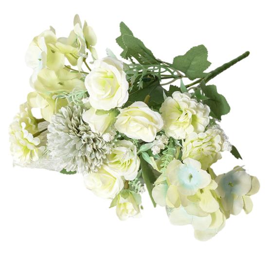 Artificial Flower Fake Peony Chrysanthemum Hydrangea Bouquet Faux Silk Floral Arrangements for Wedding Party Home Decor Table Centerpiece