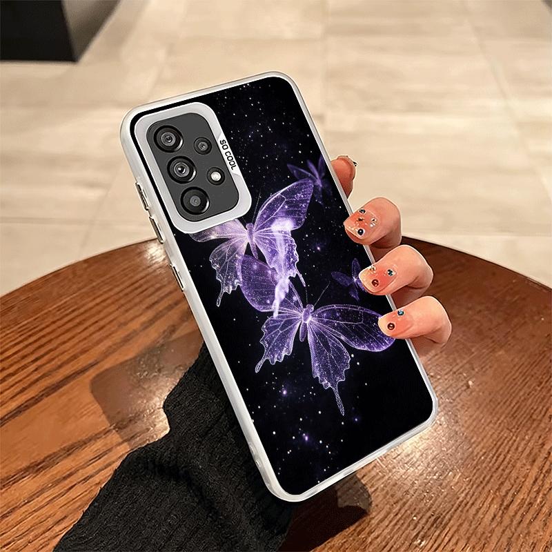 Beautiful Purple Butterfly Shockproof Phone Case for Samsung A17 A16 A15 A14 A37 A57 A36 A56 A26 A35 A55 A25 A34 A54 A24 A13 A23