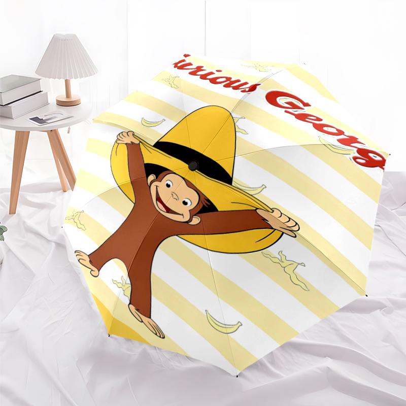 1pc Curious George Umbrella, Sun Protection, And UV Shielding. It Has Eight Sturdy Ribs for Outdoor Use And Perfect Gift