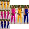 Elegant Damers Spaghetti Stropper Vide Ben Bodycon Jumpsuit Med V-hals Romper Bukser
