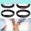 Men's Double Layered Volcanic Stone Beaded Bracelet With Alloy And Leather
