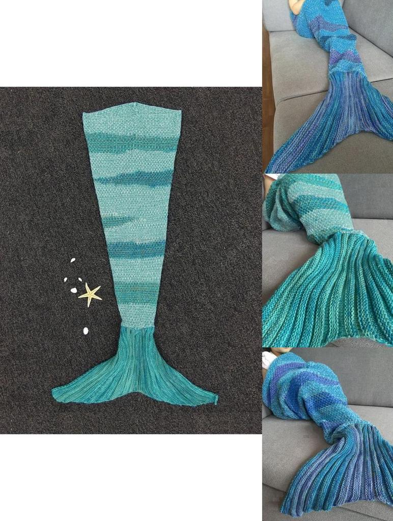 Acrylic Striped Mermaid Blanket For Home Office And Lounge Decor