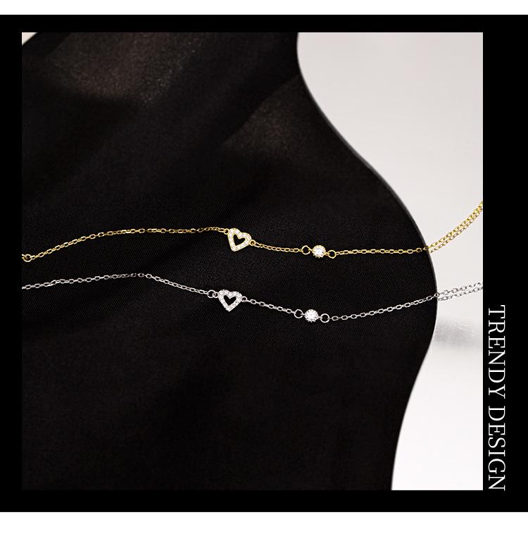 Love Design Heart-Shaped Bracelet: 14K Gold-Plated 925 Sterling Silver for Women, Simple and Versatile.