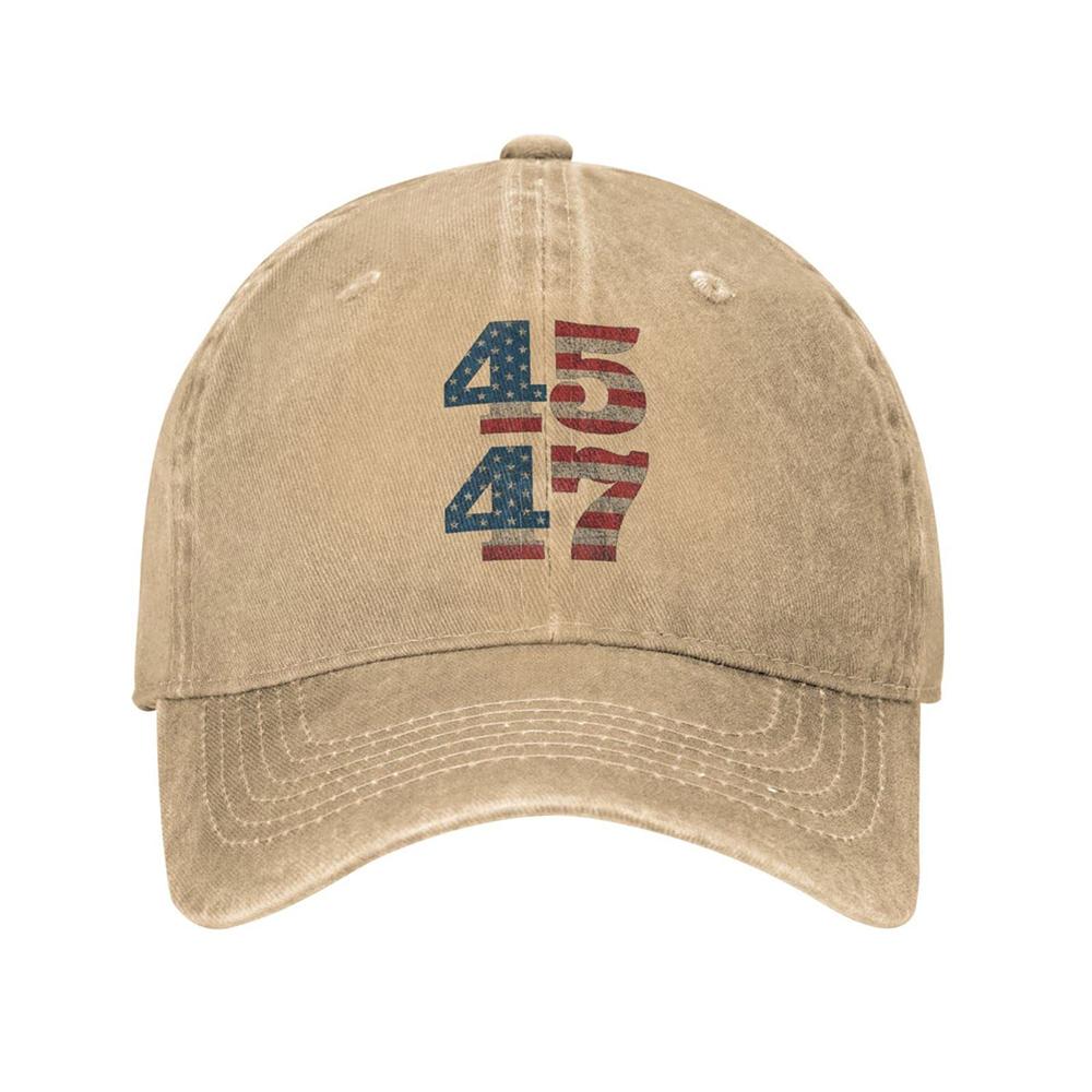 45 47 Trump Hat Baseball Cap Vintage Cap for Women and Men, Khaki