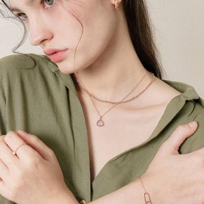 J.Lauren Clip Pendant Rose Gold Silver Bracelet B01032