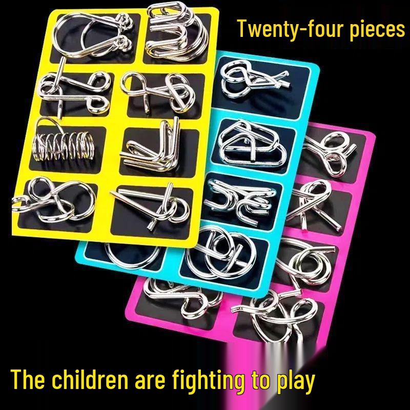 

8-Piece Memory Iron Ring Set: Adult and Children’s Puzzle for Cognitive Development Pink Intelligence Buckle [Bagged]