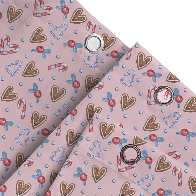 Bathroom Shower Curtain Set with Candy Cane Pattern for Christmas Decorations Pink Waterproof Fabric for Bathrooms