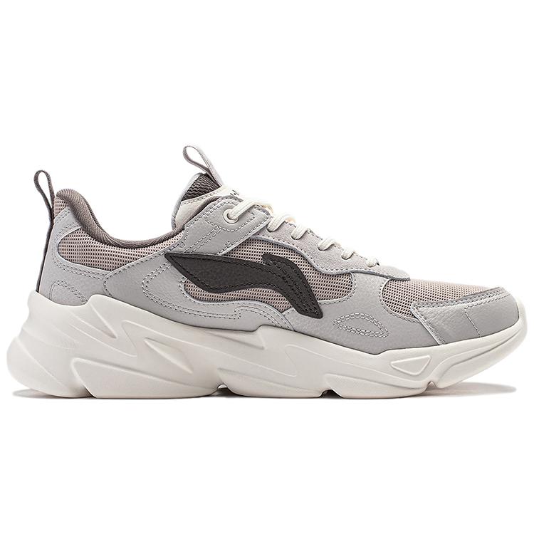 Li Ning Firefly Textile, Synthetic Leather Slip Resistant And Breathable Low top Casual Shoes Men's Gray AGCT387-2
