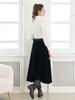 L By L Black Perforated A-Line Long Skirt