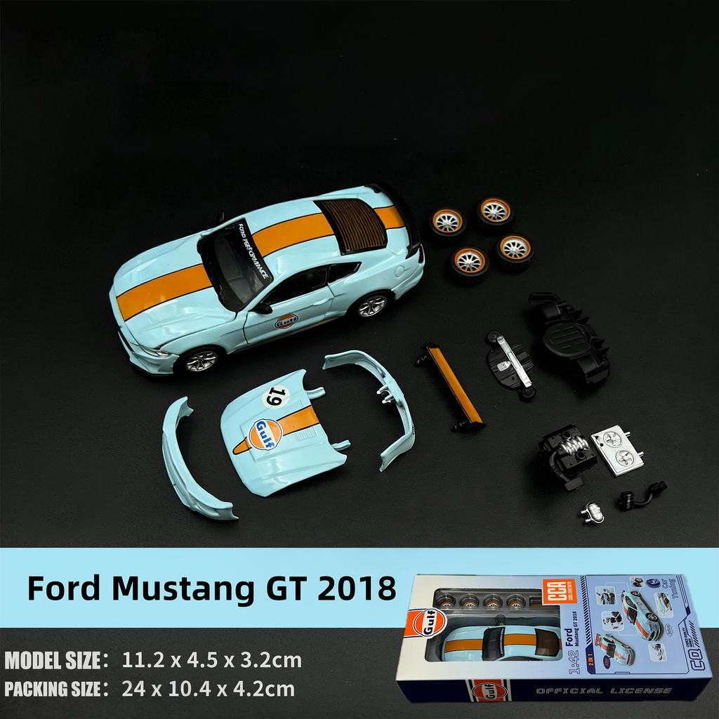 Gulf 1:42 Ford Mustang GT 2018 Assembly Modification Series Alloy Diecast Car Model Home Trendy Ornaments & Desktop Display Gift