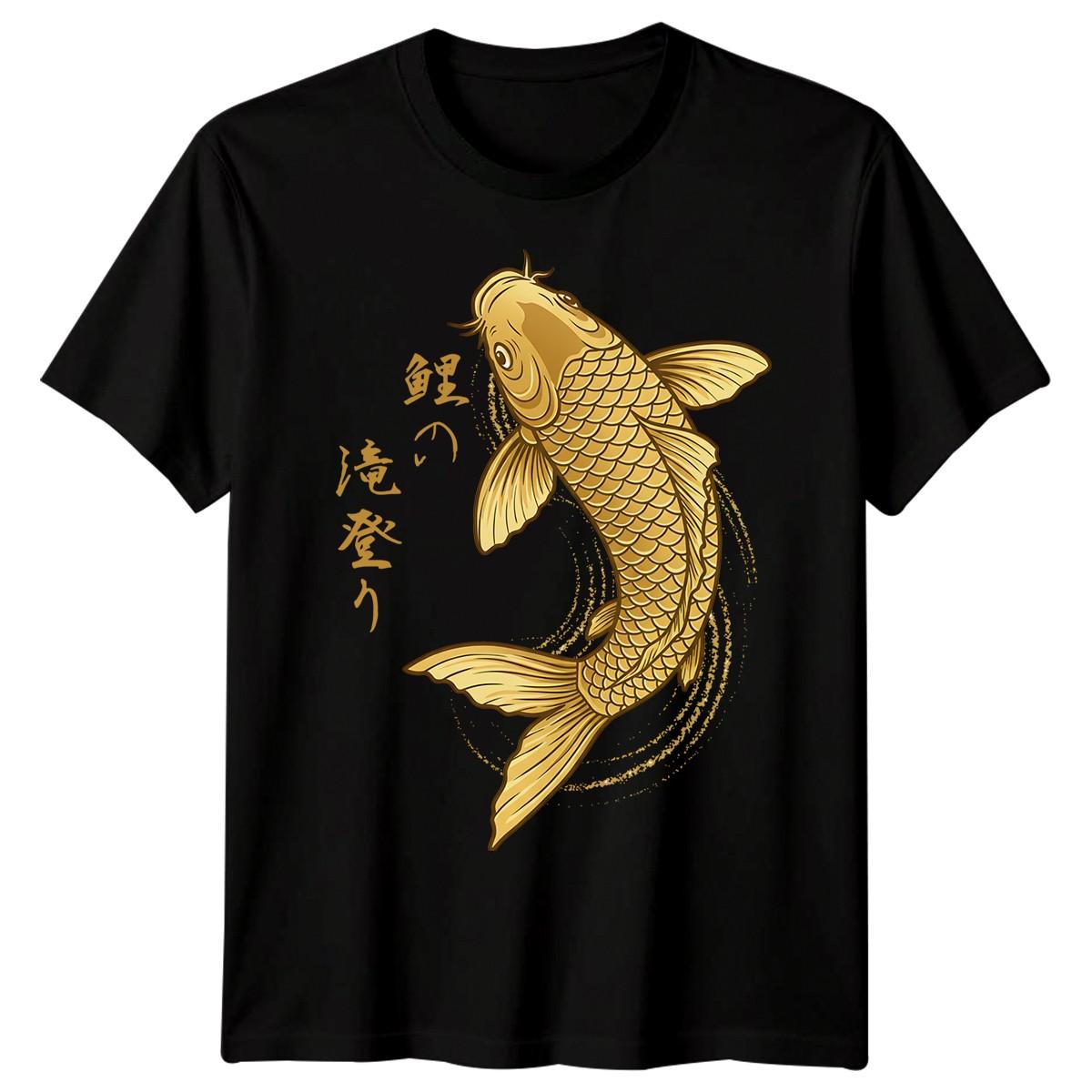 

Koi Carp Japanese Calligraphy T-Shirt Samurai Dragon Kanji Art Men Women Tee 5XL різнокольоровий