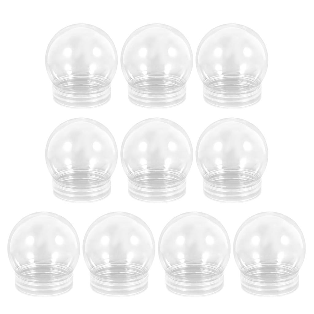 Set of 10 Clear Plastic DIY Snow Globe Kits for Handmade Water Globe 7cm Suitable for Sequin Christmas. Accessories, Round, Decoration.