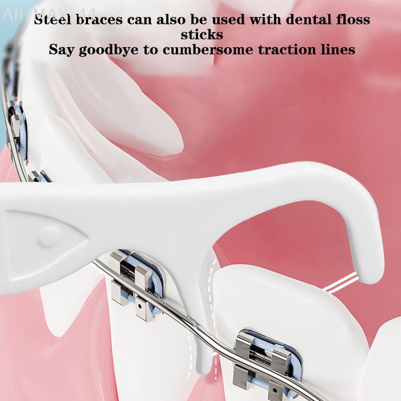 100pcs Orthodontic Floss Bar Dental Slot Steel Wire for Bracket Teeth Cleaning Orthodontic Floss Bar Pack