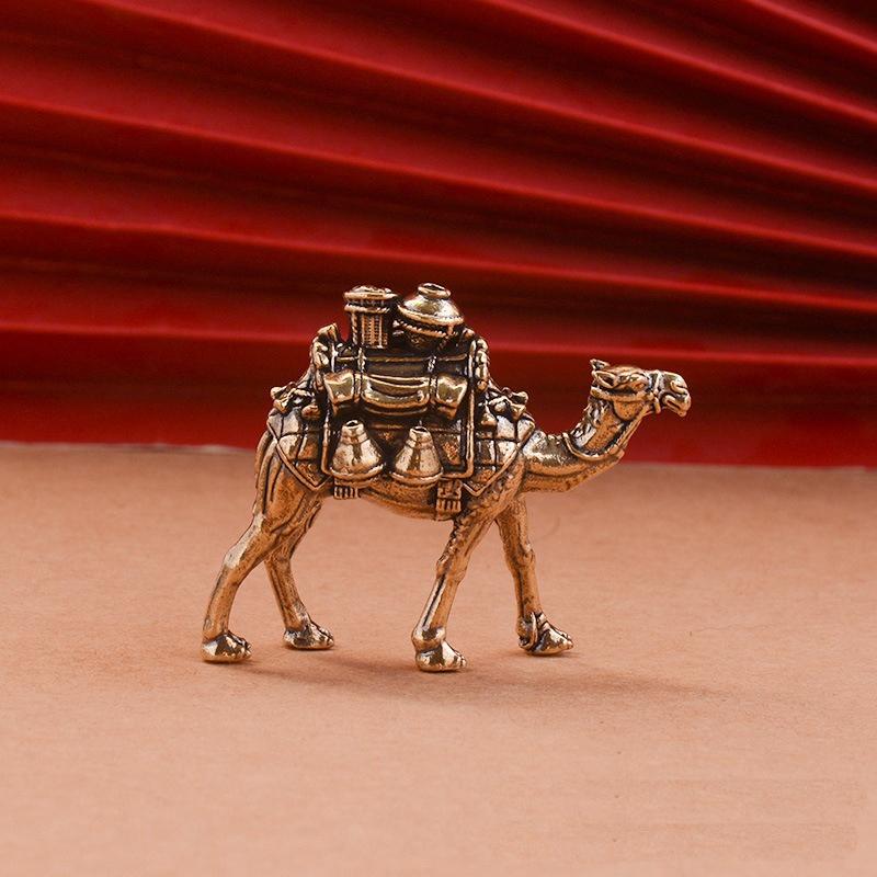 Brass Donkey Small Ornament Antique Copper Camel Animal Equus Asinus Miniature Figurines Home Desktop Decoration Accessories