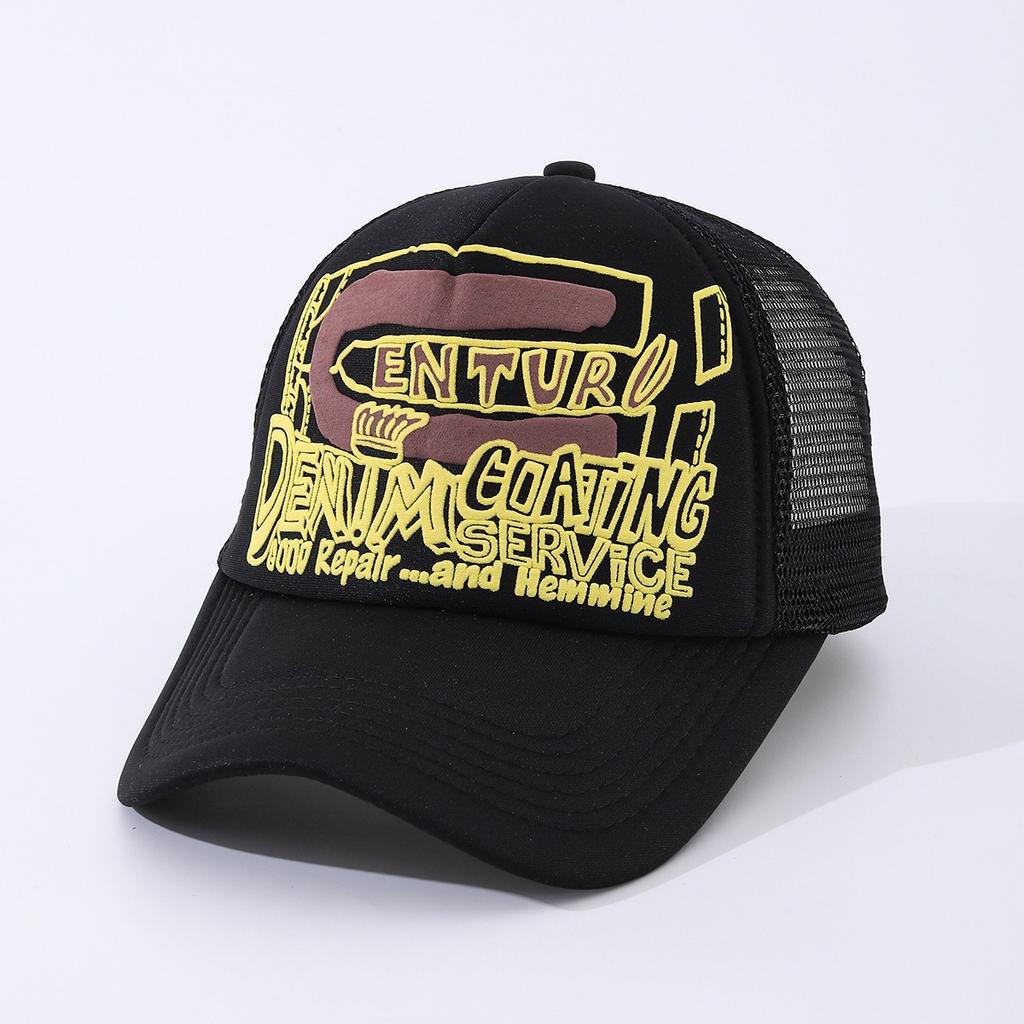Letter Three-Dimensional Printing Sun Hat, Male And Female Couples Net Hat, Truck Hat, Versatile Breathable Baseball Cap
