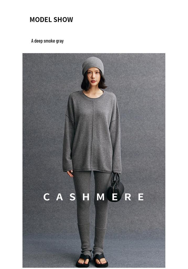 Women's 2026 Autumn/Winter Loose Knit Sweater with Round Neck and Rolled Hem