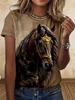 Children's Clothing Girl Clothes Short Sleeve Boys T-Shirt Casual Vintage Horse Print Kids Summer Clothes Girl Tops O-Neck Tee