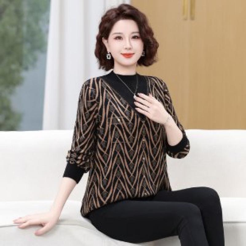 Plus Size Knit Sweater for Middle-Aged and Elderly Women - AutumnWinter Pullover 5XL 140-160 jin 2660₽