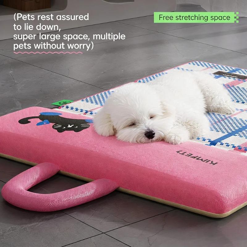 Reversible Pet Cooling Gel Mat for Dogs Cats Portable Foldable Dog Bed with Handle All Seasons for Crate Travel Indoor Outdoor