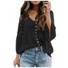 Women's Lace Shirt Women's Long Sleeve Color Deep V Pullover Chiffon Shirt