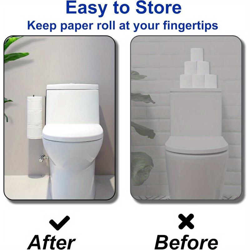 Black Self-Adhesive Toilet Paper Holder - No-Drill Wall Mount, Bathroom Storage with Towel Bar for Kitchen & Bathroom Organization