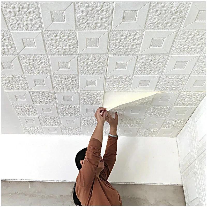 3D Ceiling Wall Paper Waterproof Self-adhesive Roofing Wallpaper Sticker TV Background Roof Decoration Paper Decal wall stickers