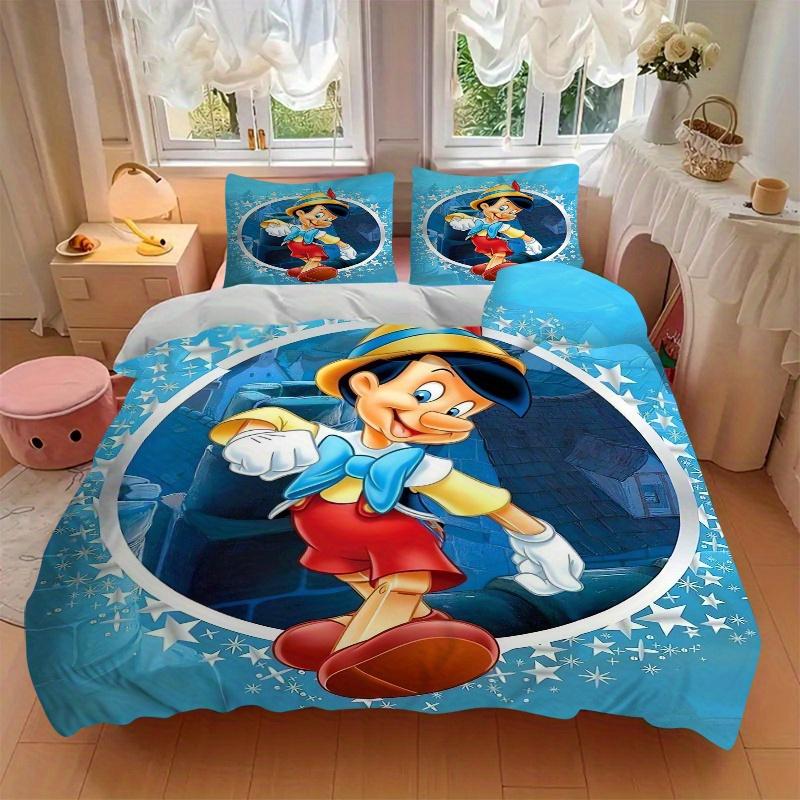 3pcs Disney Pinocchio Bedding Set, Including 1 Quilt Cover and 2 Pillow Shams, Without Filling, Soft and Comfortable Home Bedroom Fabric, Fashion