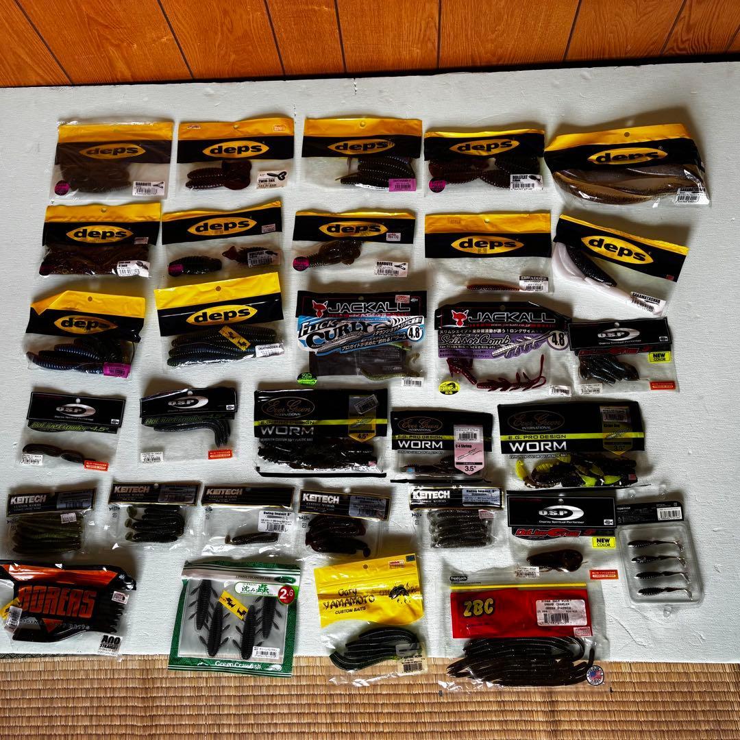 Used Bass fishing deps JACKALL KEITECH and other soft lures large set