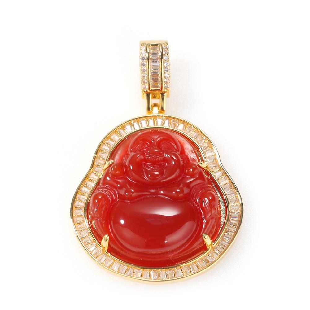 Hot Sale Hip Hop Necklace Chalcedony Maitreya Buddha Zircon Pendant Unisex Trend Personality Pendant