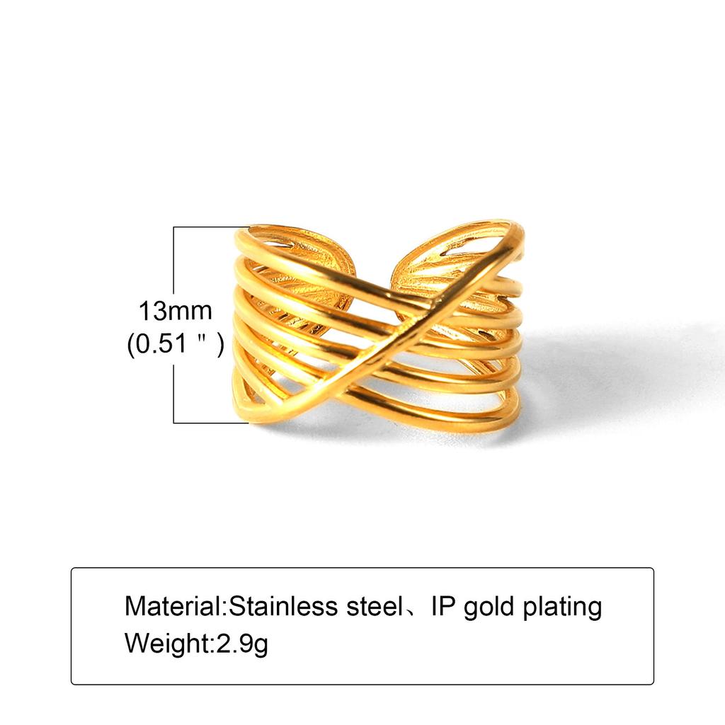 Vnox Aesthetic Geometric Rings For Women,Stainless Steel Smooth Adjustable Open Finger Ring,Elegant Jewelry Wedding Gifts