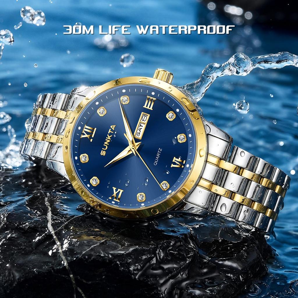 Sunkta New Men Watch Luxury Business All-steel Watch Classic Fashion Men's Quartz Watch