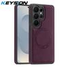 KEYSION Retro PU Leather Case for MagSafe for Samsung Galaxy S25 S26 Ultra 5G S26+ S25 FE Magnetic Shockproof Phone Cover