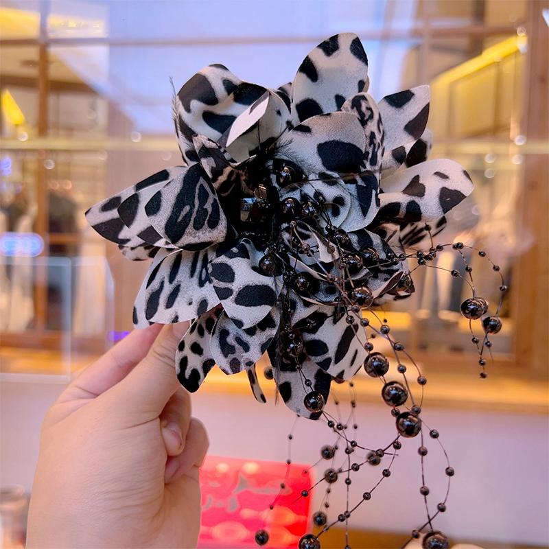 

Ретро бисерная кисточка с леопардовым принтом заколка для волос женские головные уборы акула клипсы украшения