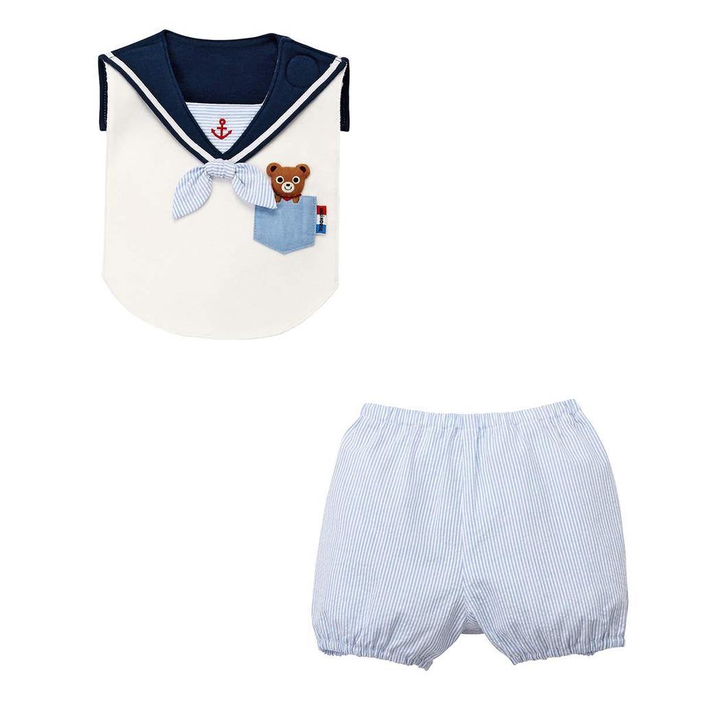 Set Lätzchen Lätzchen für Baby Babygeschenk Kostenlos Weiß [MIKI HOUSE] Lätzchen/Pumphose Jungen, Babys, Kinder, 14-7902-456 (70-90 cm)