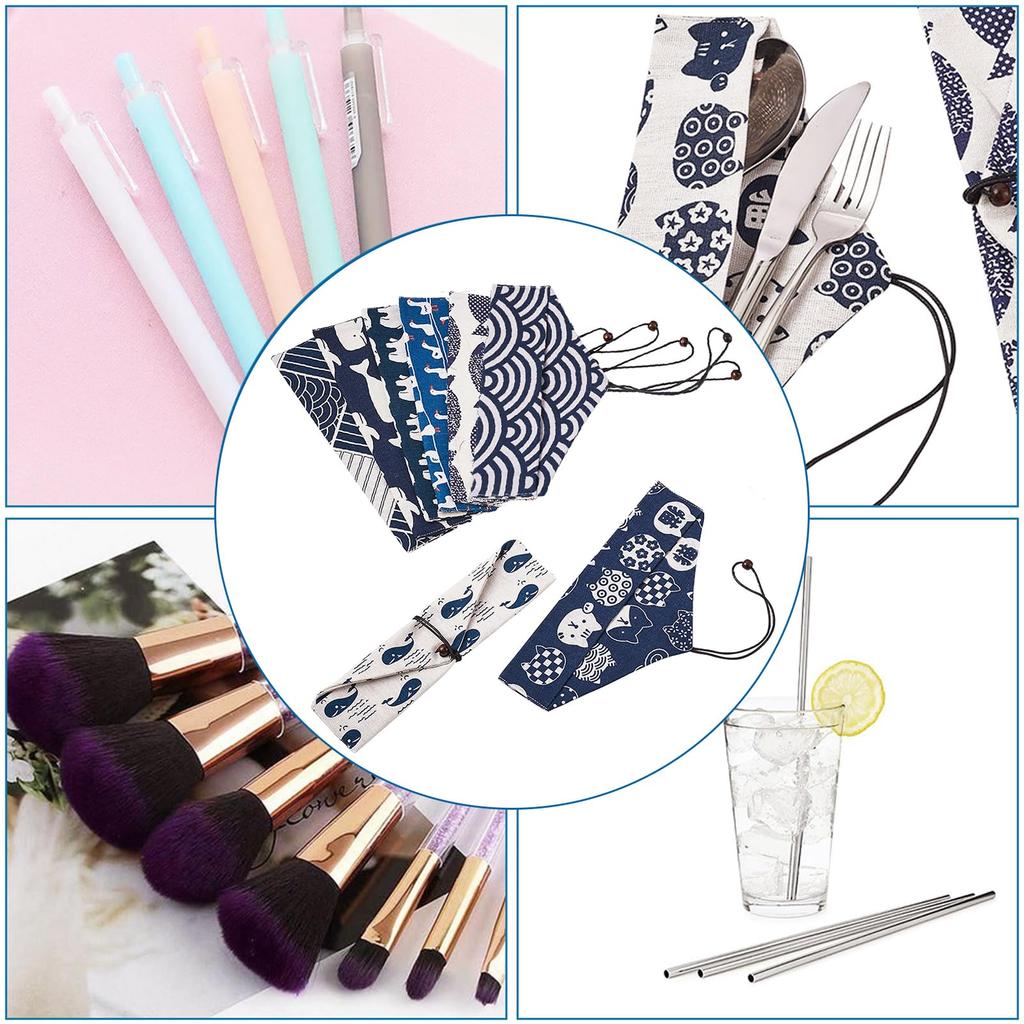 Beadthoven Chopstick Storage Portable Chopstick Cutlery Cute Folding Fan Knife and Fork Tableware Decorative Storage Straw Storage Cutlery Carrying