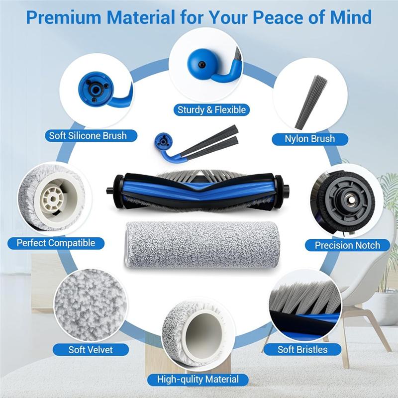 A78E-24 Pcs For Ecovacs Deebot X9 Pro Omni X9 Pro Vacuum Robot Main Side Brush Mop Filter Dust Bags