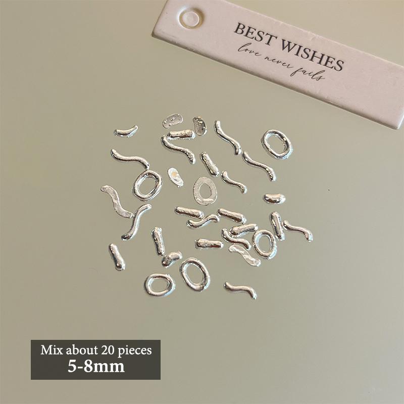 20 stuks Onregelmatige Metalen Nail Art Charms Sieraden Barok Platte Bodem Ovaal Holle Vorm Gedraaide Nagel Accessoires