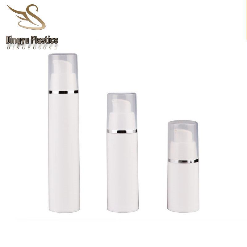 15/30/50ml Transparent PP All-Plastic Lotion Vacuum Bottle, Korean Style, Snap-On Porcelain White Dispenser