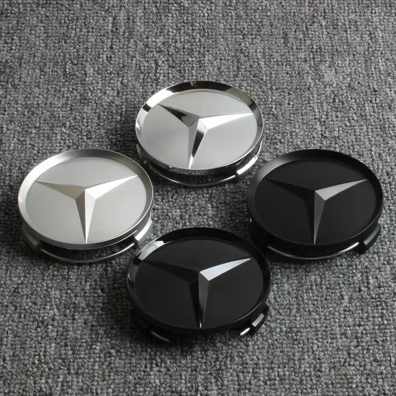 New 2025 Hot 4pcs 75mm Car Wheel Hub Cap Emblem for Mercedes Benz C180 E300 ML350 GLC W163 W166 W167 W204 W205 W212 W213 X253 W1