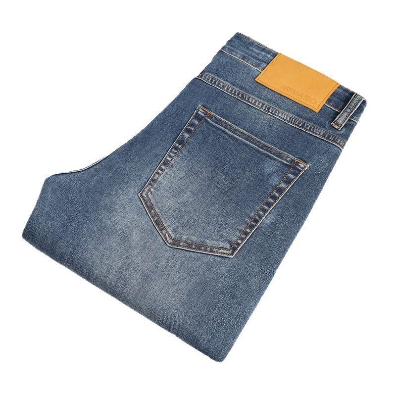Spring/Summer New Arrival Men's Mid-Rise Stretch Denim Trousers Straight-Leg Loose-Fit Casual Long Trousers