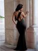 European & American One-Shoulder Pleated Slim Fit Open-Back Dress