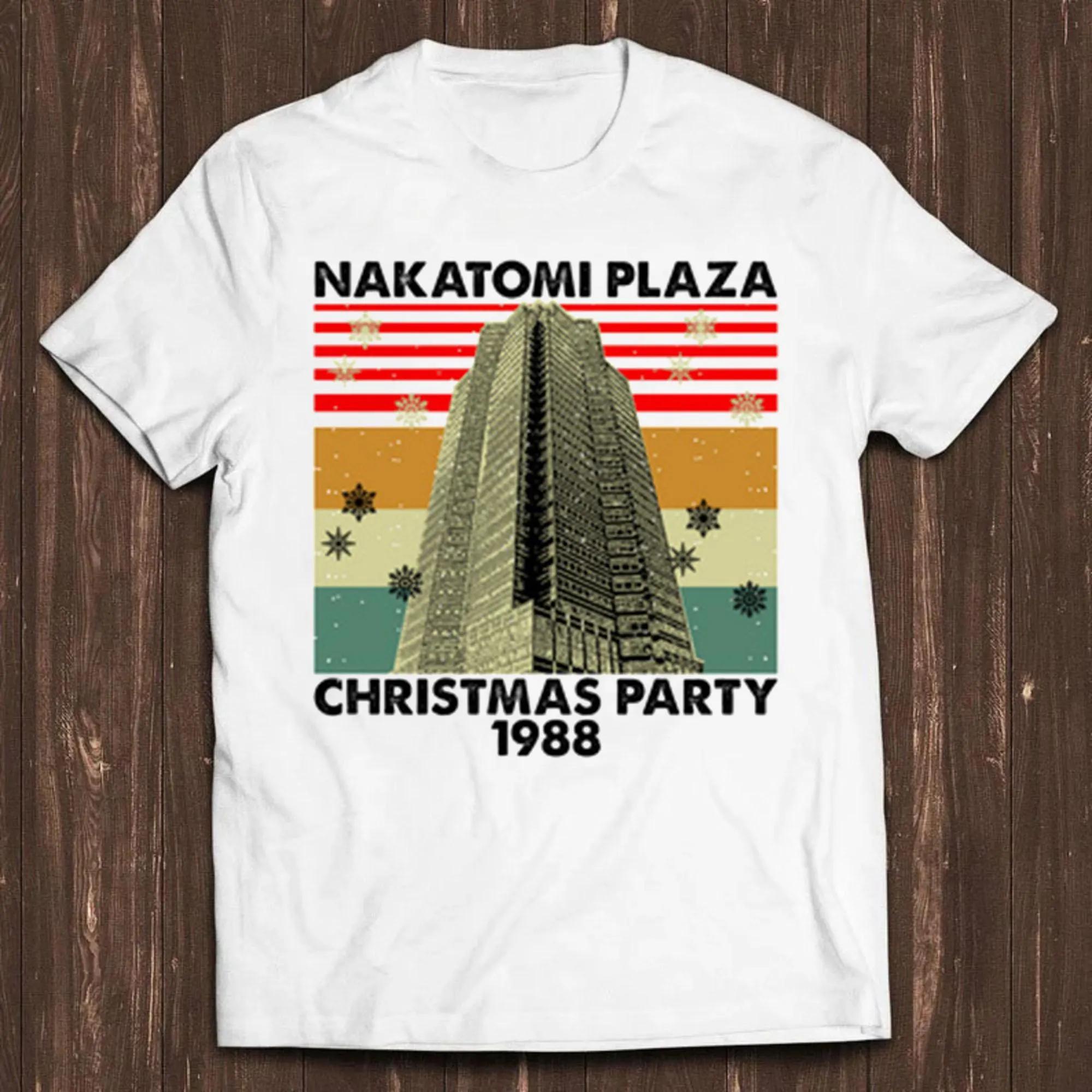 Nakatomi Plaza Inspired Parody 1988 Christmas Party 80s Gift Tee Summer Mens and Womens Loose and Breathable Tshirt Top XL